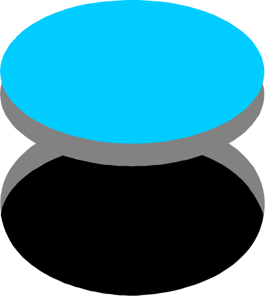 The image shows a blue circle on top of two black circles with white outlines forming an abstract design that could be interpreted as a stylized representation of a person's head wearing glasses sitting atop another object, possibly suggesting some form of interaction between them or their environment.