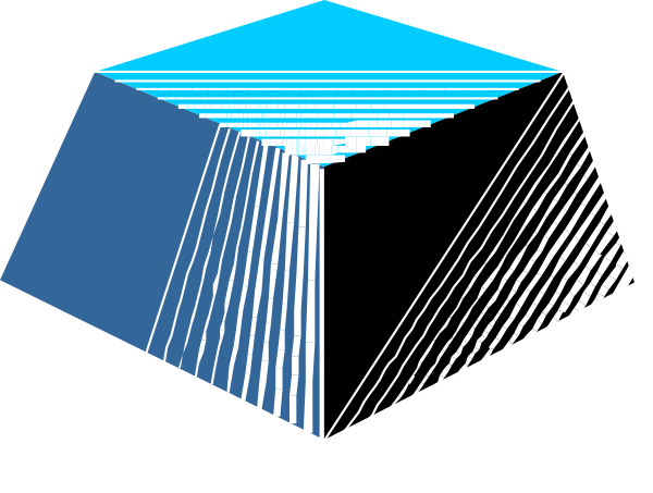 The image shows a blue cube with white lines on it against a black background.