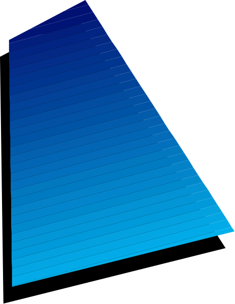 The image shows a blue triangle with white lines on it against a gray background.