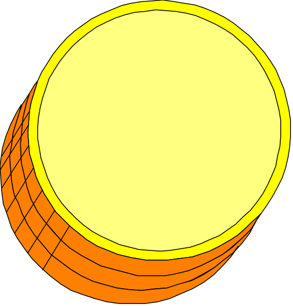 The image shows two circular rings with a yellow center inside each other against an orange background on top of another ring that has concentric circles in shades of red to white from left to right.