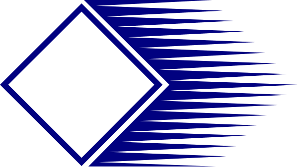 The image shows a blue diamond with two white diamonds on either side of it against a gray background.
