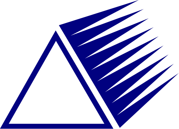 The image shows a logo with an abstract design featuring geometric shapes such as triangles and lines on what appears to be a dark background with lighter accents of blue and white.