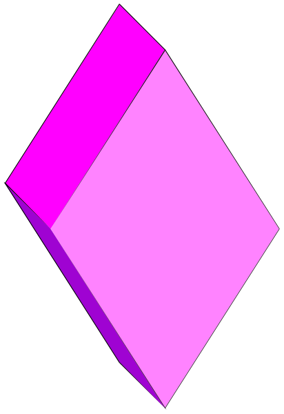 The image shows a pink diamond shape with black lines on it against a gray background.