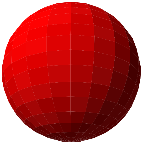 The image shows two red spheres against a black background with no other discernible elements present.