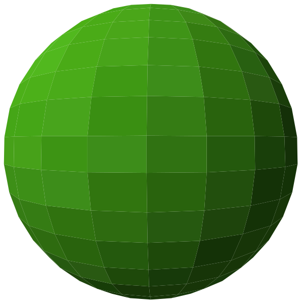 The image shows two spheres with a greenish hue against a black background; on the left is an untextured sphere while the right one has textures that give it a more realistic appearance resembling a planet's surface, possibly indicating different levels of detail or rendering techniques in computer graphics.