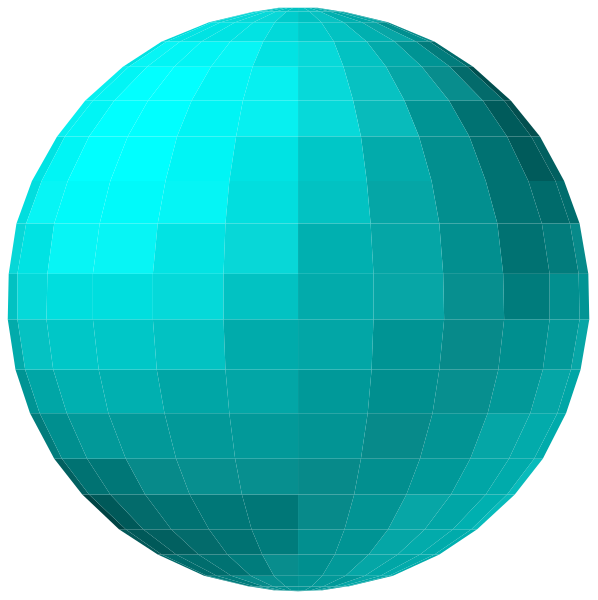 The image shows two views of a blue planet with grid lines representing its surface features against black backgrounds; it is presented in both an overhead view (top) and from one side angle (bottom).