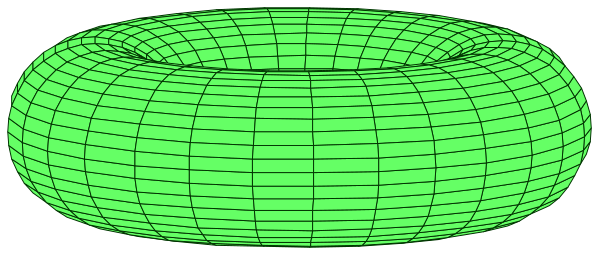 The image shows two donuts with a hole through them against a black background; there is no text present.
