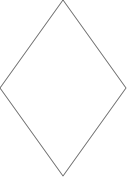 The image shows a simple black and white diamond shape with lines radiating from it to form an abstract pattern on a gray background.
