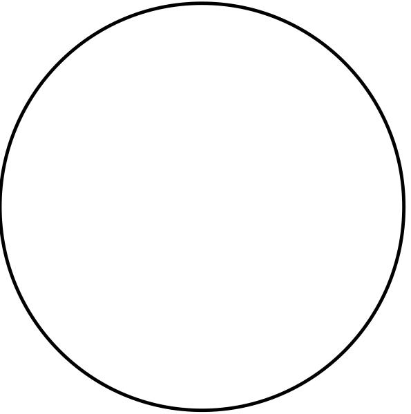 The image shows a black background with three white circles of varying sizes arranged vertically from left to right.