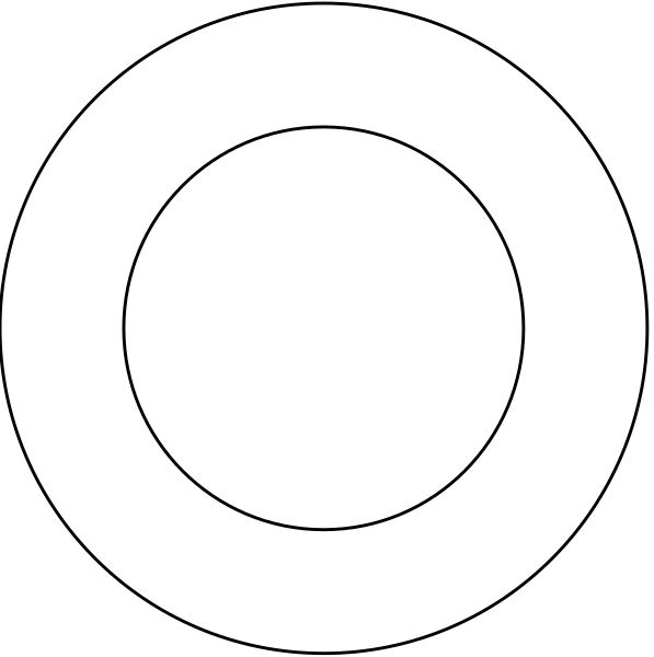 The image shows a sequence of three circular shapes with different levels of detail: on top is an abstract circle; below it is another more detailed depiction of a plate-like shape; at bottom there's a simple, solid black circle that resembles a coin or disc without any details inside.