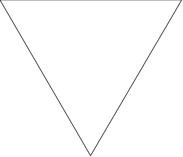 The image shows a simple black triangle with white lines forming an abstract design on it.