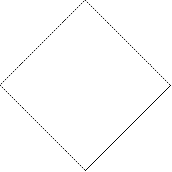 The image shows a black diamond shape with white outlines against a dark background.