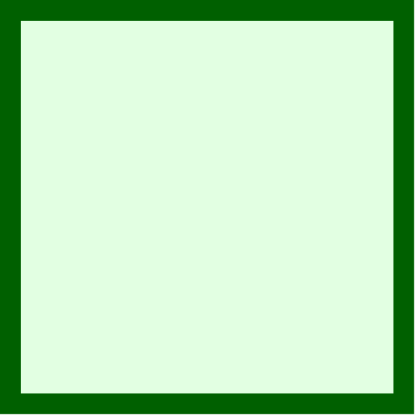 The image shows a green square with white border on top of it against a black background.