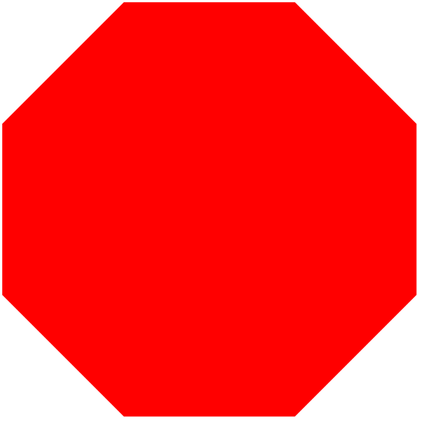 The image shows a red hexagon with two smaller squares inside it against an otherwise black background.