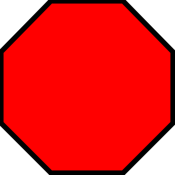 The image shows a red stop sign with two white lines forming an 'x' shape above it on a black background.