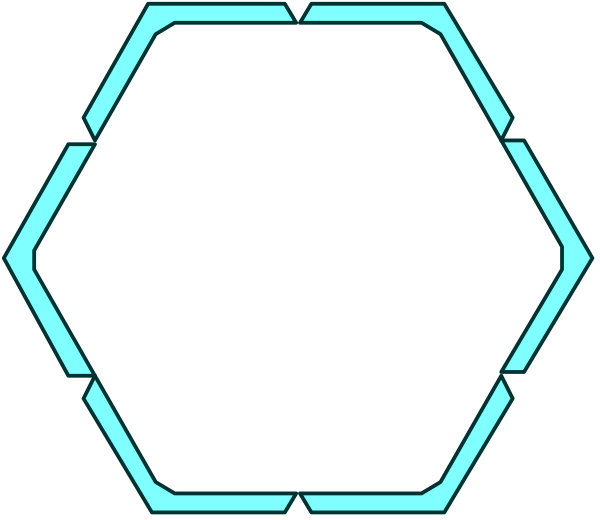 The image shows a digital display with an abstract pattern that resembles hexagons connected by lines against a dark background.