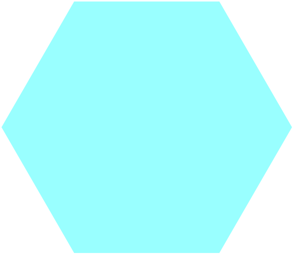 The image shows a simple geometric pattern with three hexagons of varying sizes arranged vertically against a dark background.