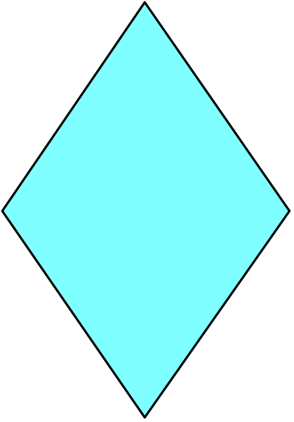 The image shows a blue diamond on top of two stripes with black borders against a gray background.