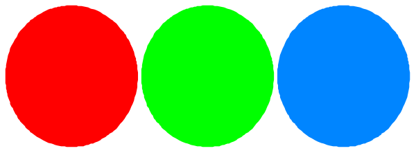The image shows a row of colorful circles with varying shades from red to blue on what appears to be an abstract background in grayscale tones.