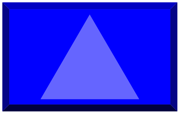 The image shows a blue triangle on top of two rectangles with an arrow pointing to them from above.