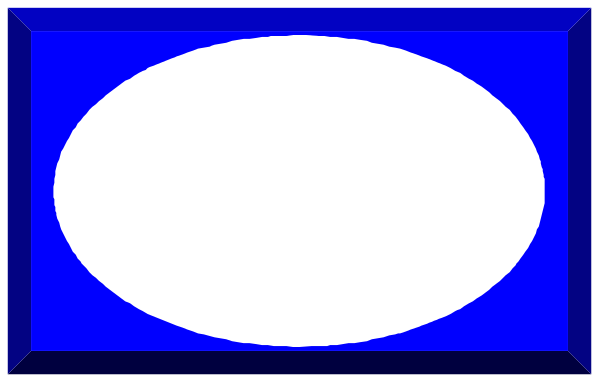 The image shows a blue oval with an egg inside it on top of what appears to be a gray surface.
