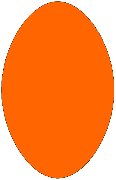 The image shows a red circle with an orange border on top of it against a gray background.