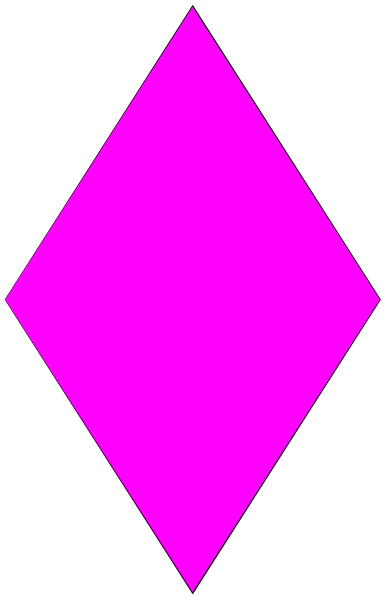 The image shows a pink diamond shape with black lines forming an abstract pattern on it against a grey background.
