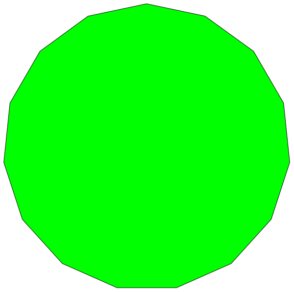The image shows a green circle with two smaller circles inside it on top of each other against a black background.