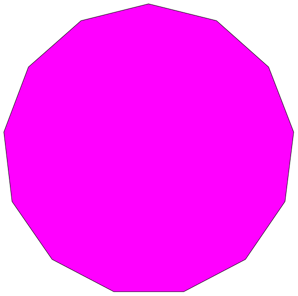 The image shows a pink circle with two smaller circles inside it against a black background.