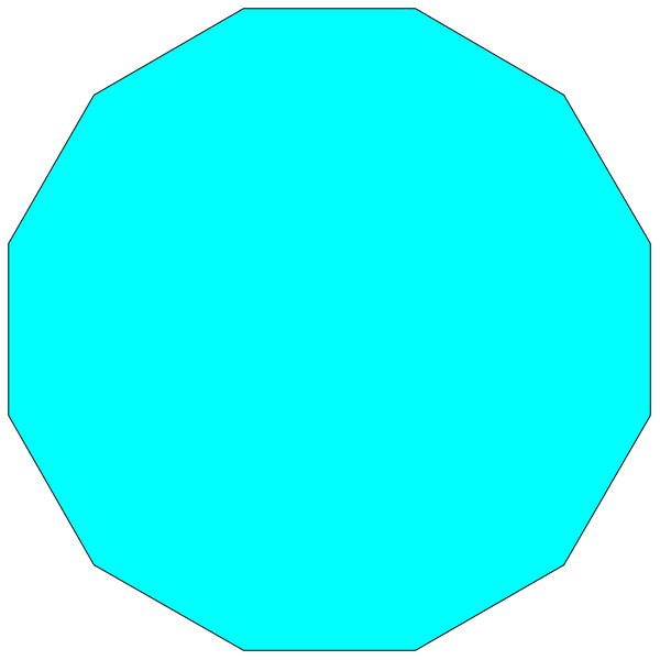 The image shows a blue hexagon with two smaller circles inside it against an otherwise black background.