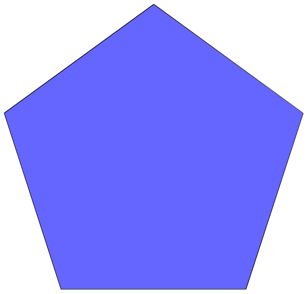 The image shows a blue hexagon on top of another smaller blue triangle with an arrow pointing to it from above left corner.