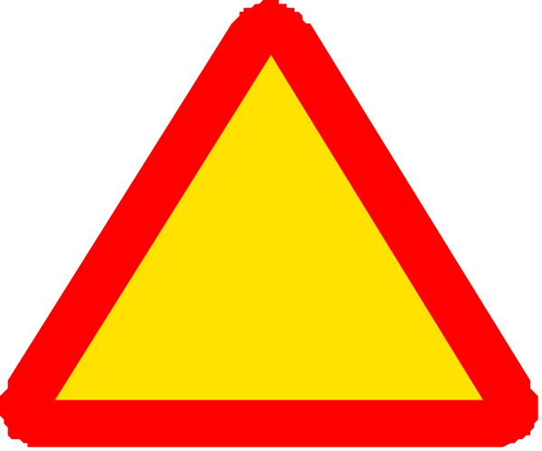 The image shows a red triangle with an exclamation mark inside it on top of what appears to be a yellow background.