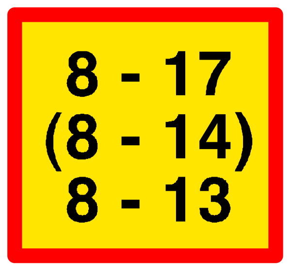 The image shows a red sign with white numbers indicating dates: 8 - 17 August (from Monday to Sunday). There is also an icon of a person on top left corner which seems like it's related to some sort of event, but without more context or information about the content within that symbol, I cannot provide specific details. The sign has been edited with black numbers and arrows pointing at them from above, suggesting they are important dates for planning purposes.