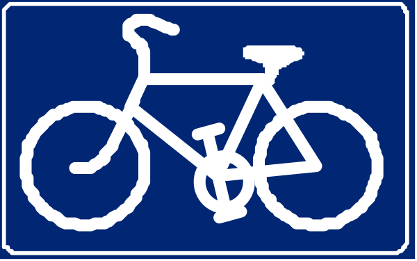 The picture shows a blue sign with white text that reads "bicycle lane" next to an icon of two bicycles on it.