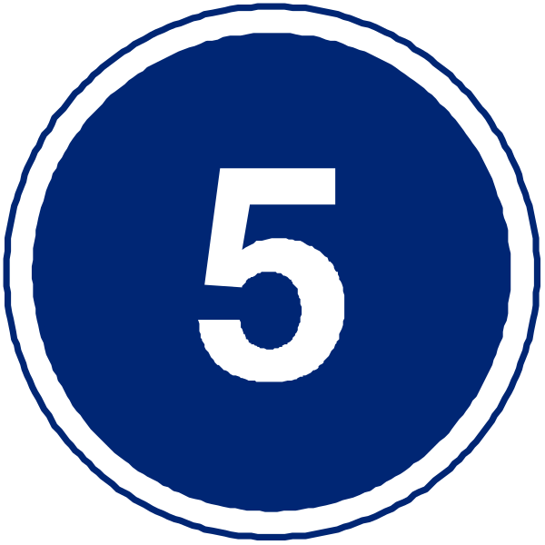 The image shows a blue circle with two white numbers "5" inside it on top of another similar numbered circle labeled as "6".