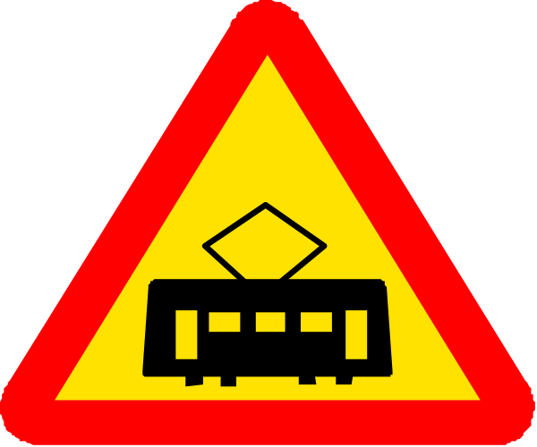 The image shows a trio of traffic signs with symbols indicating road construction ahead: two yellow diamond warning signs on top featuring an icon representing heavy machinery like bulldozers; one red triangle sign below them depicting a truck and caution symbol, suggesting potential hazards related to trucks or large vehicles.