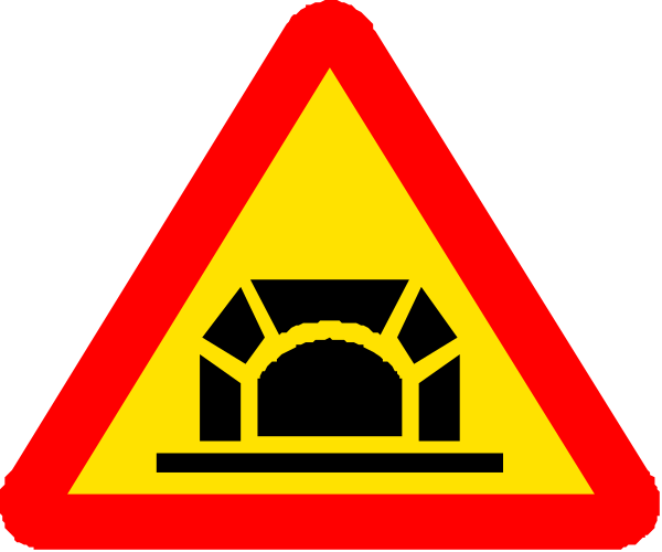 The image shows a red triangle with an exclamation mark inside it on top of two yellow triangles that have black symbols indicating caution areas within them; there is also a small graphic depicting what appears to be a building and some text, possibly in another language or script, at the bottom.