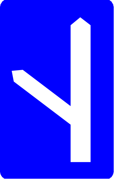 The image shows a blue sign with white text that reads "N" on it against an indistinct background.