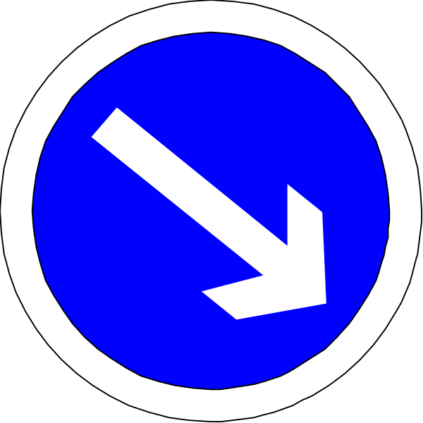 The image shows a blue circle with an arrow pointing to its right side against a black background.