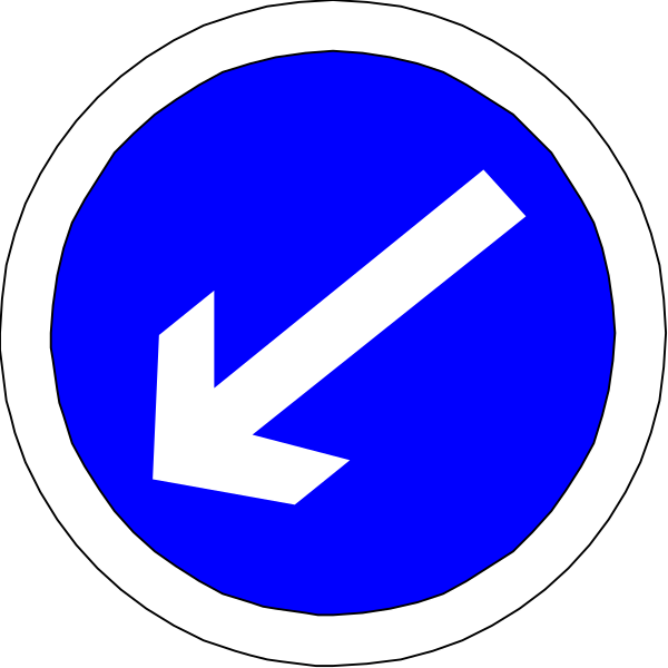 The image shows a blue circle with an arrow pointing to its right side against a black background.