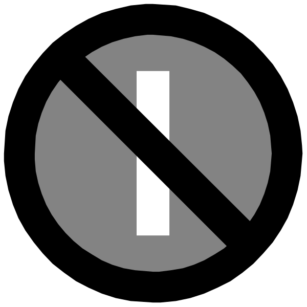 The image shows a black circle with an exclamation mark inside it on top of a white background.