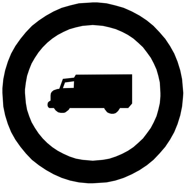 The image shows a black truck icon inside of an outlined circle on a dark background with no additional context provided about any other elements in the scene.