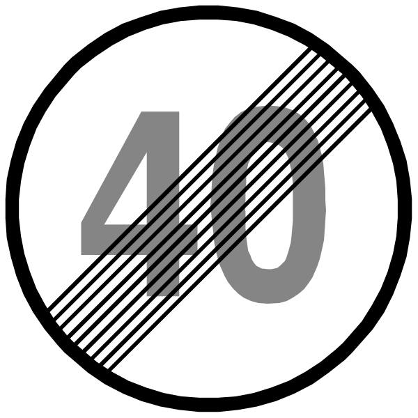 The image shows a black circle with white border containing an icon of speed limit sign inside it.