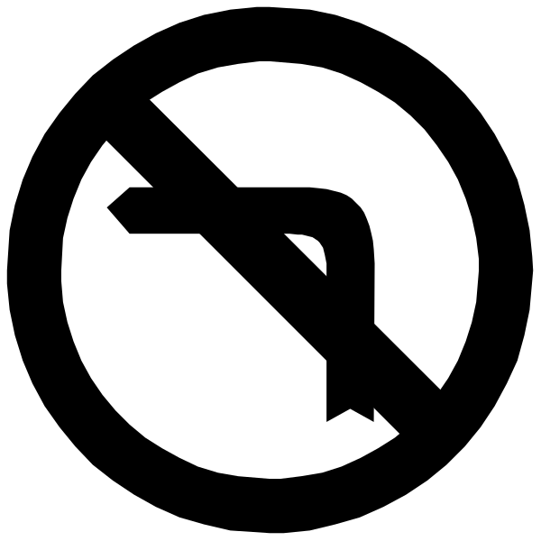 The black and white icon shows a circle with an exclamation mark inside it on top of which is superimposed another symbol that resembles a dollar sign crossed out by a diagonal line through its center, indicating prohibition from using money in this context or area.