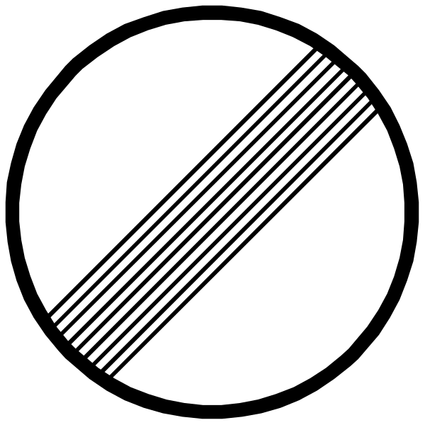 The image shows a black circle with white lines forming an arrow pointing to its center from all directions except for directly above it; inside this circular pattern is a symbol of prohibition consisting of two parallel horizontal bars crossed by one vertical bar, resembling a no-entry sign or "do not enter" mark.