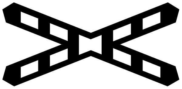 The image shows a black and white graphic with an abstract design resembling stylized lettering that could be interpreted as either musical notes or geometric shapes forming patterns on both sides of what appears to be a horizontal line, possibly representing sound waves in music notation context; there is no text present within the clip-art.