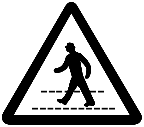 The black and white silhouette of a person walking on an escalator with arrows pointing upwards to indicate movement in that direction.