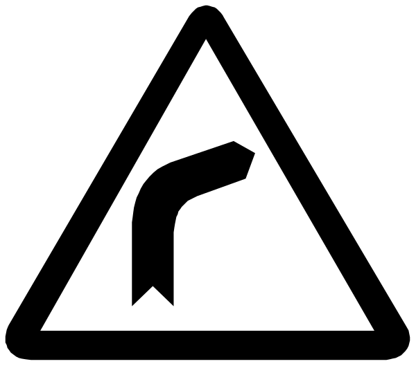 The image shows a black triangle with an arrow inside it on top of what appears to be a white background.