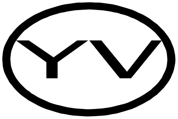 The image shows a logo with text that reads "YMV" inside an oval shape against a white background.