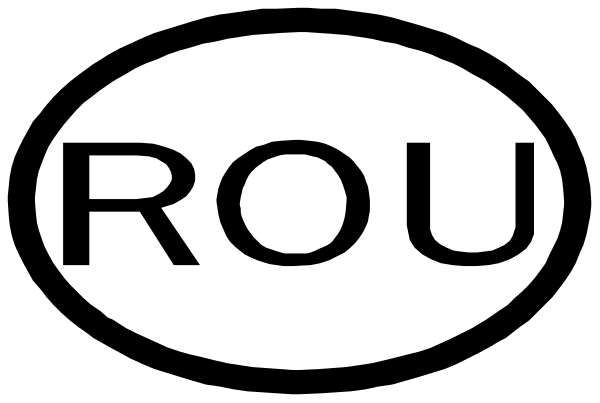 The image shows a logo with text that reads "ROU" on it against an abstract background.